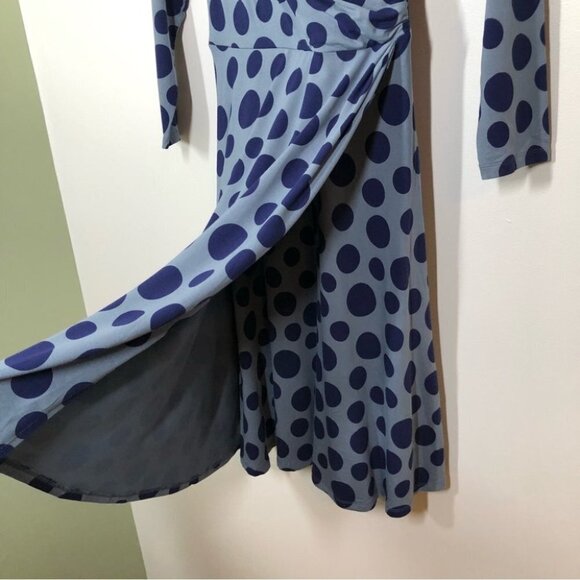 BODEN Blue Polka Dot Wrap ‎ Dress Size 4 Petite - Picture 4 of 7